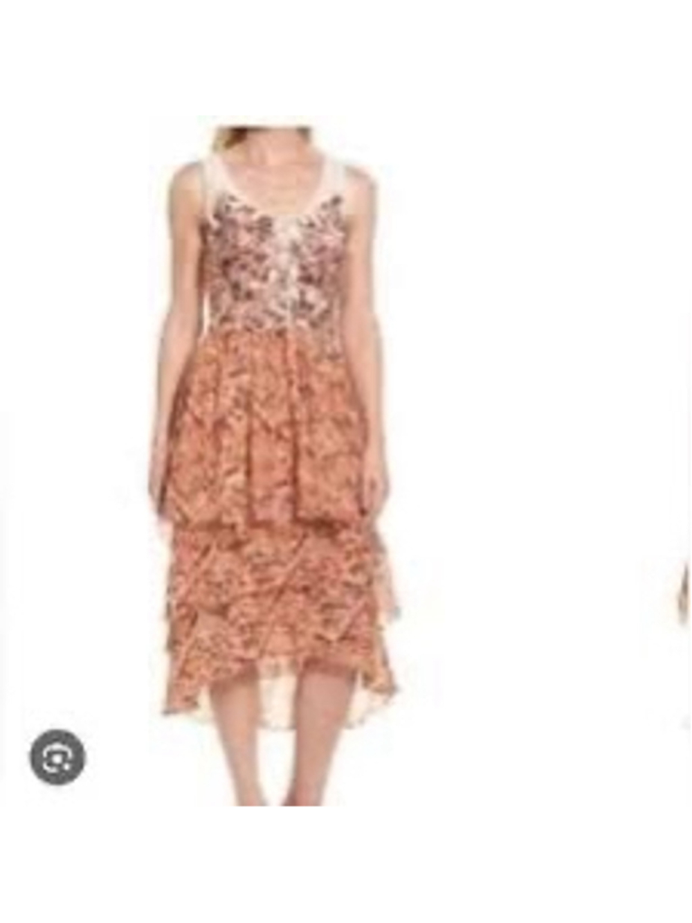 Kobi Halperin Floral High Low Dress Embroidered Appliqué Small Luxury